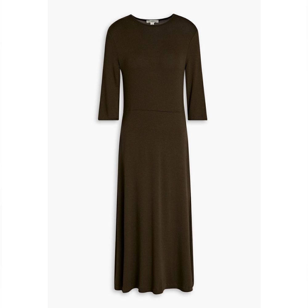 VINCE Stretch-jersey midi dress in Army Green Medium NEW MSRP $245